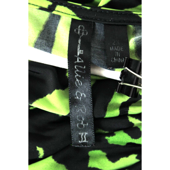 Allie & Rob Drape Neckline Animal Print Top Women 2X Green Black Office - Picture 9 of 11